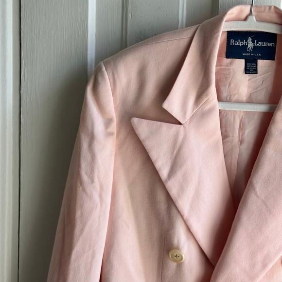 Vintage Ralph Lauren Blue Label Double Breasted Wool Blazer Jacket Pink - Picture 3 of 8